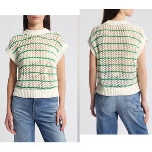50% OFF Green and White Striped Women's Sweater